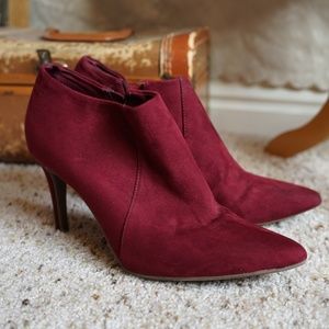 ::Burgundy Suede Booties::